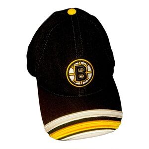 Boston Bruins NHL Baseball Hat Black Adjustable Logo Hockey Stripe Bill Vintage